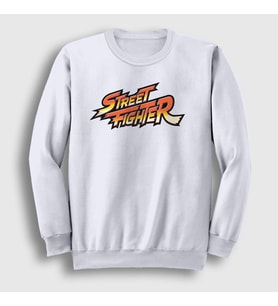 Presmono Unisex Beyaz Logo Oyun Street Fighter Sweatshirt 324179tt (Beyaz)