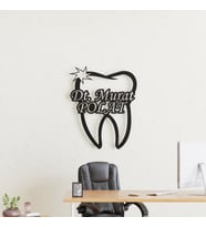 Diş Hekimi - Diş Kliniği - Doktor Kişiye Özel Metal Duvar Tablosu Duvar İsimliği