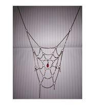 Spider Web Gothic Kolye Örümcek Ağı ve Kan Damlası Kolyesi Cadılar Bayramı Konseptli Takı
