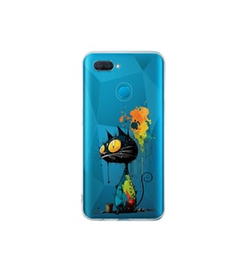 Oppo AX7 ile Uyumlu Splash Kedi Tasarımlı Şeffaf Silikon Kılıf