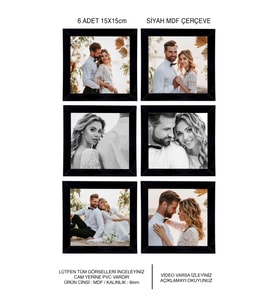 6 adet 15x15 Kare Çerçeve Fotoğraf Hediyeli (Siyah)