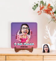 BK Gift Kişiye Özel O Bir Melek Karikatürlü Ahşap Standlı Puzzle Çerçeve-1