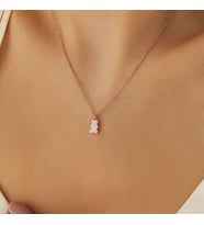 Ayıcık Tasarımlı Rose 925 Gümüş Ayar Kadın Kolye