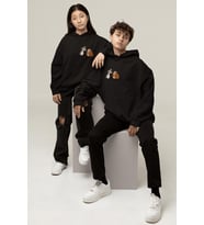 Leydi ve Sokak Köpeği Sevgili/Çift/Arkadaşlık 2'li Kapşonlu Sweatshirt Seti (Siyah)