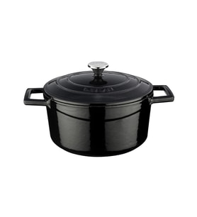Lava Döküm Yuvarlak Tencere. Folk Çap(Ø) 22cm. (Siyah)