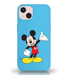 Apple iPhone 13 Mini  Lansman Kılıf Mickey Mouse Tasarımlı Altı Kapalı İçi Kadife Kaplı  Kapak (Şeffaf)