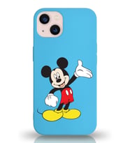 Apple iPhone 13 Mini  Lansman Kılıf Mickey Mouse Tasarımlı Altı Kapalı İçi Kadife Kaplı  Kapak (Şeffaf)