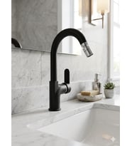 P.S.A. RİVA MİX KUĞU LAVABO BATARYASI SİYAH BİDE UÇLU (PS1853)