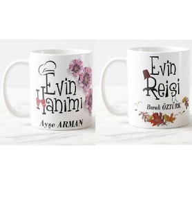 Kişiye Özel Evin Hanımı Ve Evin Reisi  Beyaz Kupa Bardak