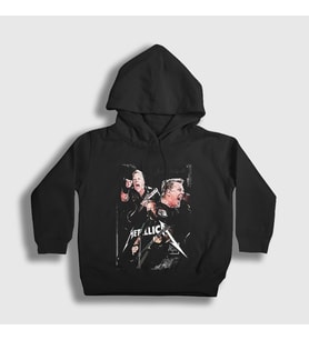 Presmono Unisex Çocuk Siyah James Hetfield Metallica Kapüşonlu Sweatshirt 66721tt