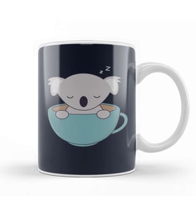 Kawaii Cute Koala Bear With Coffee Kupa Bardak Porselen