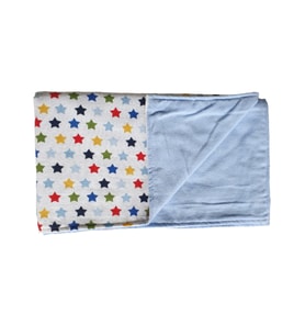 %100 Organik Pamuk Pazen Bebek Battaniyesi Ebat 80 X 90 Yıldız Desen (Mavi)