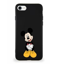 Apple iPhone 8 Soft Premier Kapak Mickey Mouse-A Tasarımlı Silikon Kılıf - Siyah (Şeffaf)