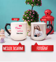 Öğretmenler Günü Hediyesi Kupa Bardak Oval Sihirli Fotoğraflı