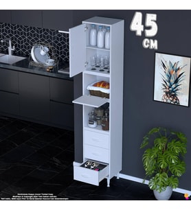Eliusta Roven 45 cm 3 Çekmeceli Çok Amaçlı 2 Kapaklı Mutfak Kiler Banyo Organizer Çocuk Odası Dolabı