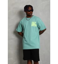 pilelistore- Erkek Baskılı T-Shirt Kısa Kol Bisiklet Yaka Regular Fit Rahat Kalıp Günlük Tişört - Mi (Mint Yeşili)