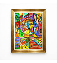 Tablore Geometrik Soyut Sanat Çerçeveli Tablo Renkli Çizgisel Kübik Tarz Salon Ofis Modern Duvar Tablosu