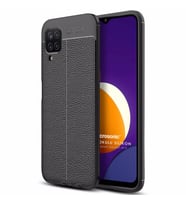 Microsonic Samsung Galaxy M12 Kılıf Deri Dokulu Silikon Siyah