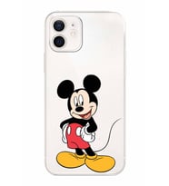 Apple iPhone 12 Uyumlu Kamera Korumalı Tıpalı Kapak Mickey Mouse TasarımlıŞeffaf Kılıf