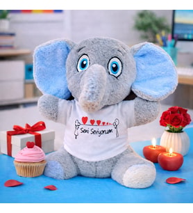 Seni Seviyorum Tişörtlü Peluş Fil