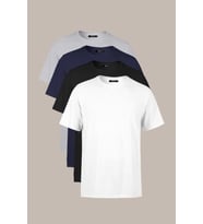 Erkek Çok Renkli T- Shirt Regular Fit Rahat Kesim Bisiklet Yaka 4'lü Basic Tişört Paketi