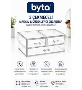 Çekmeceli Şeffaf Çok Amaçlı Makyaj ve Takı Düzenleyici
