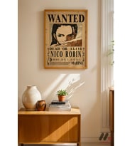 One Piece Nico Robin Wanted Poster, Ahşap Çerçeveli Duvar Tablosu - Anime Severlere