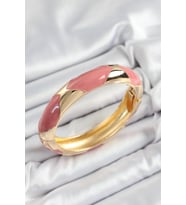 Pirinç Pembe Mineli Bakla Model Gold Renk Kadın Kelepçe TJ-BB7329