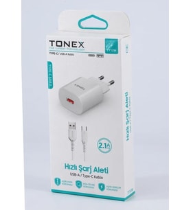 Tonex 2.1A 10W Usb To Type-C Şarj Cihazı - TY12W (Beyaz)