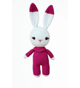 Fuşya Miniş Tavşan Uyku Arkadaşı Amigurumi Organik Oyuncak