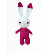 Fuşya Miniş Tavşan Uyku Arkadaşı Amigurumi Organik Oyuncak
