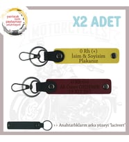 Motor Tutkunlarına, İsim Plaka ve 0 Rh (+) Kan Grubu Özel Üretim x2' li Anahtarlık, Sarı-Bordo-Laci (Çok Renkli)