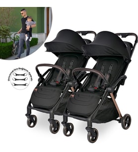 Lorelli Loret Otomatik Katlanan Kabin Boy & İkiz Bebek Arabası - Black (Standart)