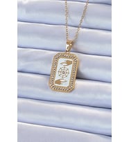 316L Çelik Zincir Altın Renk Mineli Zirkon Taşlı Göz Figür Tarot Kolye 5886 - GLST7563-4674