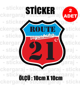 21 diyarbakır memleket rota gidiş etiket sticker çıkartma - 2 adet - motosiklet araba otomobil kamyon kamyonet cam uyumlu