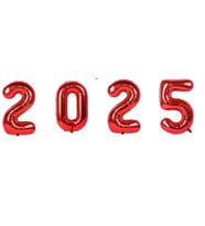 Yılbaşı Partisi Kırmızı 2025 Folyo Balon Set