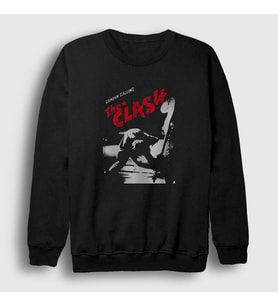Presmono Unisex Siyah London Calling The Clash Sweatshirt 384107tt