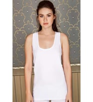 Arias Closet Pamuklu Ribana Geniş Askılı Uzun Atlet (Beyaz)