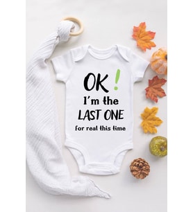 Unisex Ekru Bebek Last One Baskılı Çıtçıtlı Body