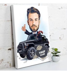 Of Road Erkek Karikatürlü Kanvas Tablo