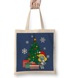 Smurfette Around The Christmas Tree Bez Çanta Uzun Saplı