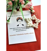 Kahlo 10 Adet İnci Yıldız Anahtarlık -  Kuşe Kartlı Anneler Günü Hediyesi - (Pembe)