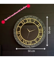 Duvar Saati -50cm-Modern Dekoratif Duvar Saati-Epoksi Duvar Saati (K.Siyah)