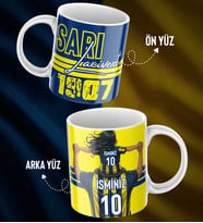 Baba Kız Özel İsim Ve Numara Baskılı Sarı Lacivert Tasarımlı Kupa Bardak - Hediyelik