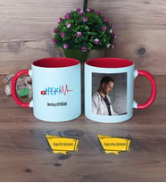 Hekim Kupa Bardak Kırmızı Fotoğraflı Tıp Bayramı Hediyesi Doktora Hediye