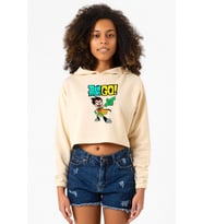 Teen Titans Go Robin Bej Kadın Crop Kapşonlu
