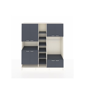Hyperion Dolap 18 Raflı 8 Kapaklı Tek Askılı 220x44x243 Aytaşı-Antrasit/Antrasit