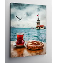 Kanvas Tablo Kız Kulesi Ve Çay