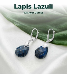 Luxtone Sertifikalı Lapis Lazuli 925 Ayar Gümüş Küpe Kadın Takı LX0130KP