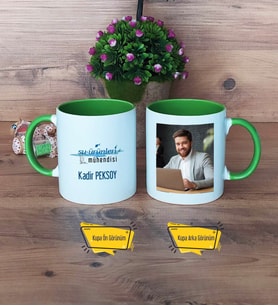 Su Ürünleri Mühendisi Kupa Bardak Yeşil Fotoğraflı Mühendisler Günü Hediyesi